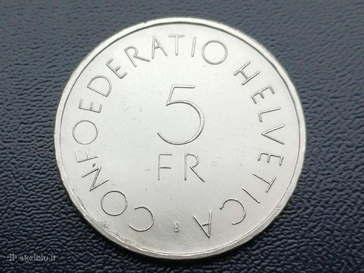 5 frankai 1963m. Šveicarija sidabras - nuotraukos Nr. 2