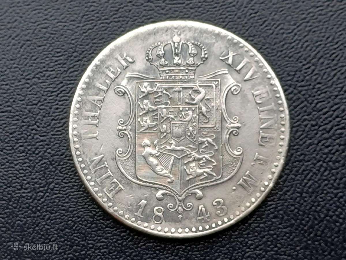 1 taleris 1843m. Hanoveris sidabras 993