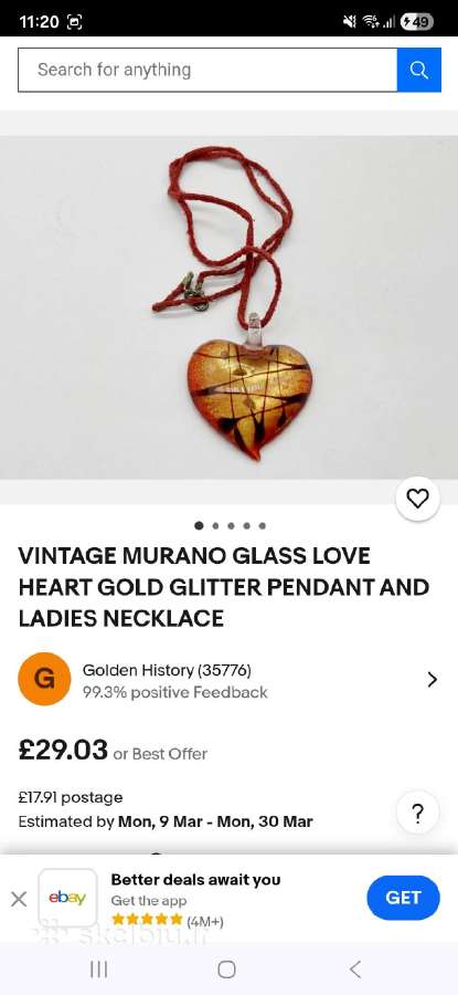 Vintage murano stiklo kaklo papuošalas - nuotraukos Nr. 5