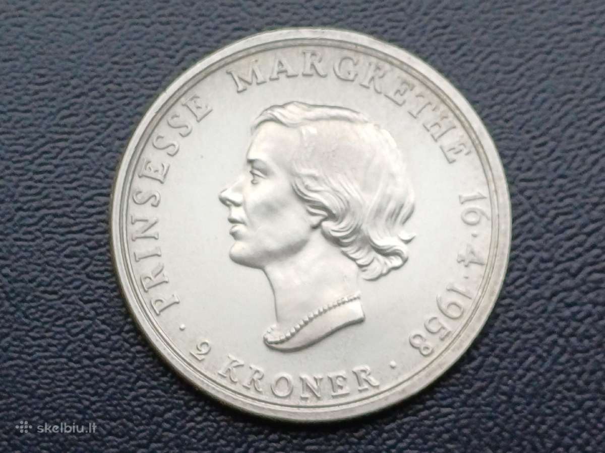 2 kronos 1958m. Danija sidabras unc