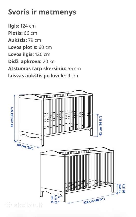 Ikea lovytė kūdikiui Smagora ir Lono čiužinys - nuotraukos Nr. 11