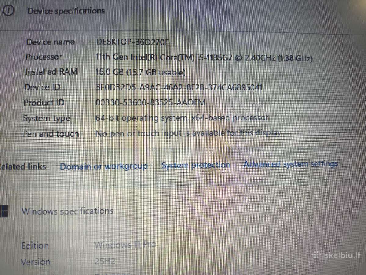 Dell Precision 15.6 i5-1135g7 16gb RAM 512gb SSD - nuotraukos Nr. 4
