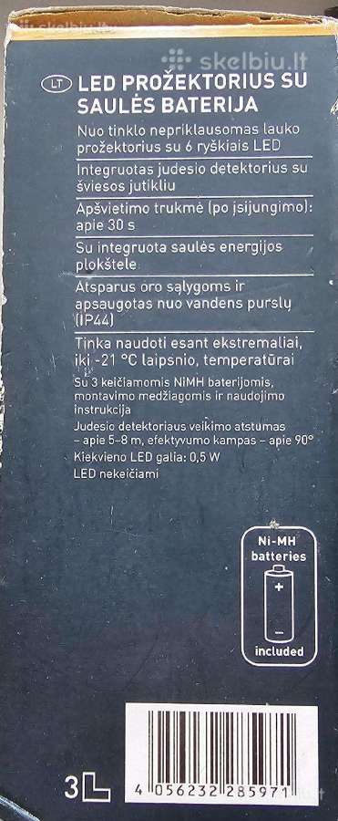 LED prožektorius su saulės panele - nuotraukos Nr. 2