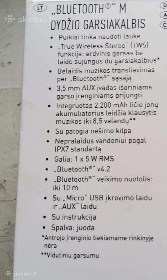 Bloetooth kolonėlė apynauja - nuotraukos Nr. 2