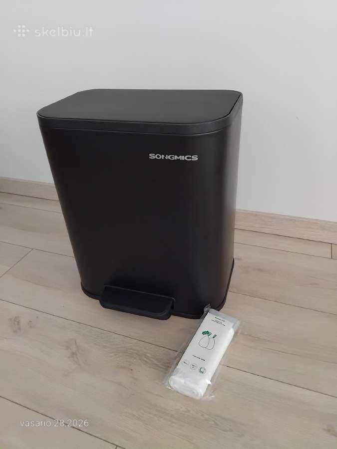 Juoda šiukšliadėžė 25l, metalinė