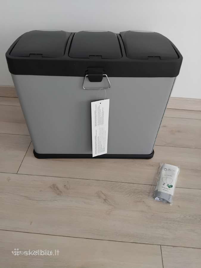 Pilka šiukšliadėžė 3x8l, metalinė - nuotraukos Nr. 2