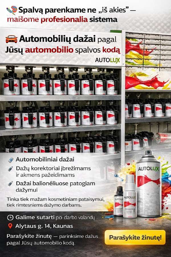 Automobilių dazai, bei korektoriai