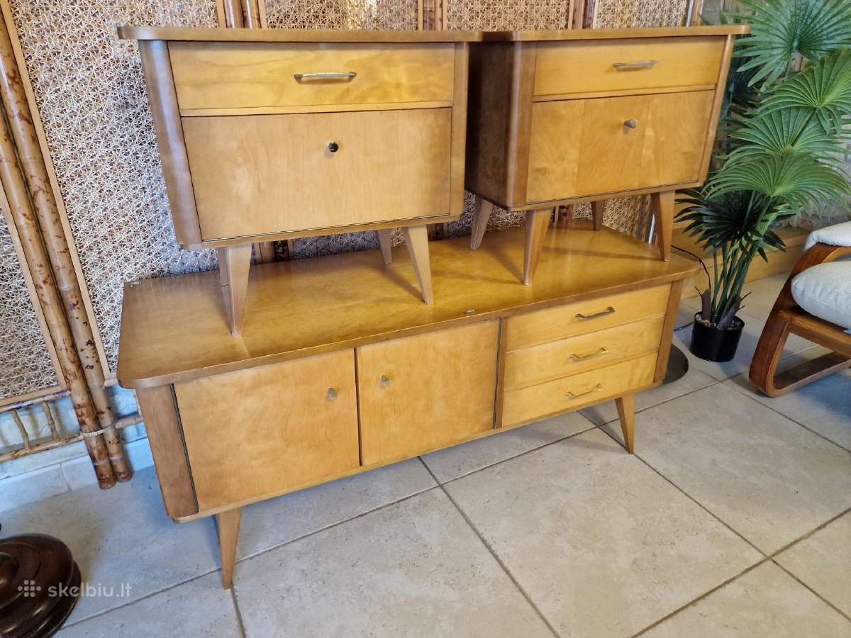 Vintažinės mid century miegamojo spintelės - nuotraukos Nr. 3