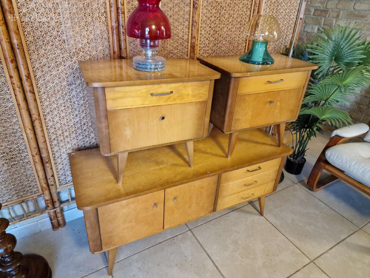 Vintažinės mid century miegamojo spintelės - nuotraukos Nr. 5