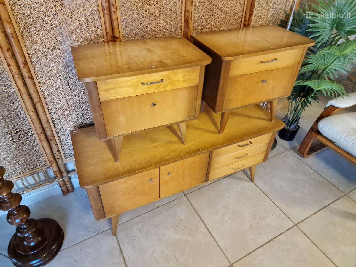 Vintažinės mid century miegamojo spintelės - nuotraukos Nr. 7