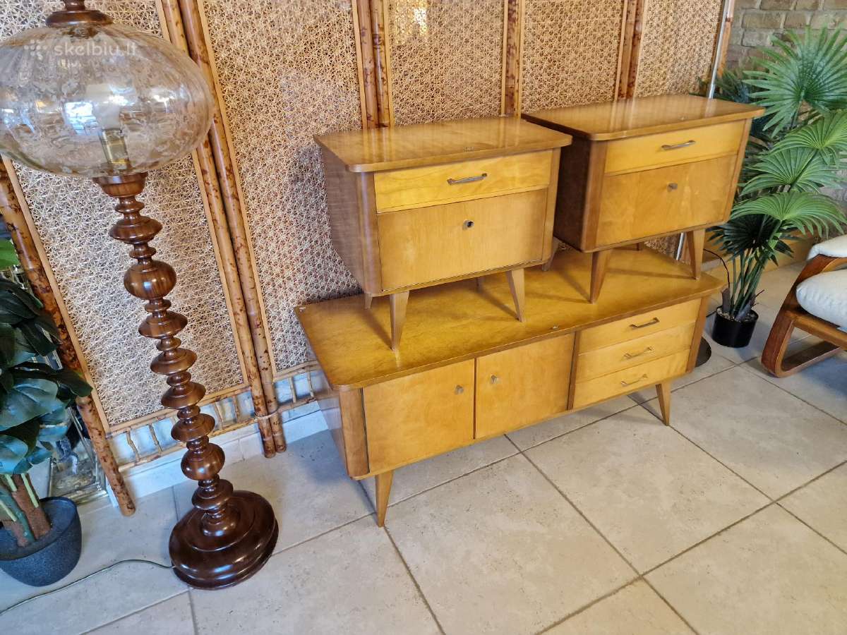 Vintažinės mid century miegamojo spintelės - nuotraukos Nr. 9