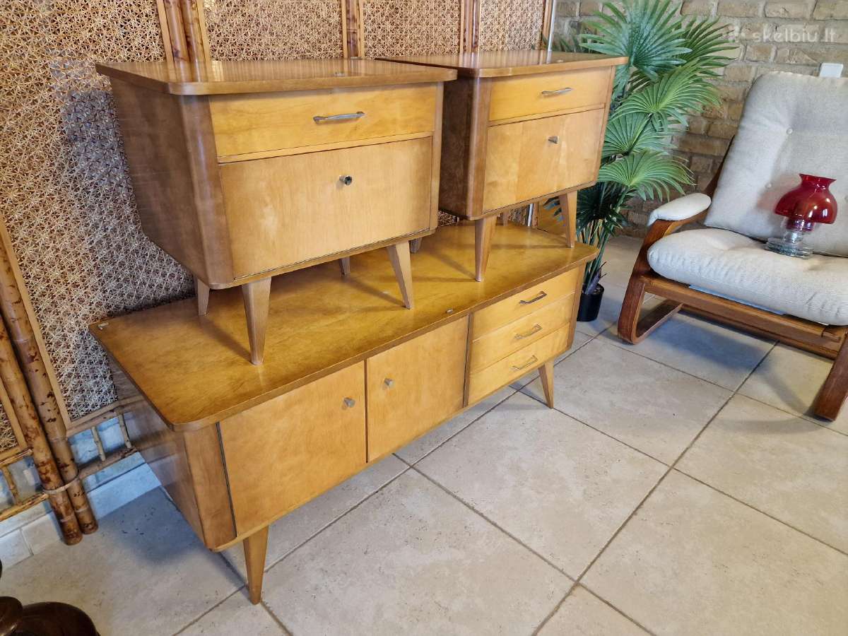 Vintažinės mid century miegamojo spintelės - nuotraukos Nr. 15