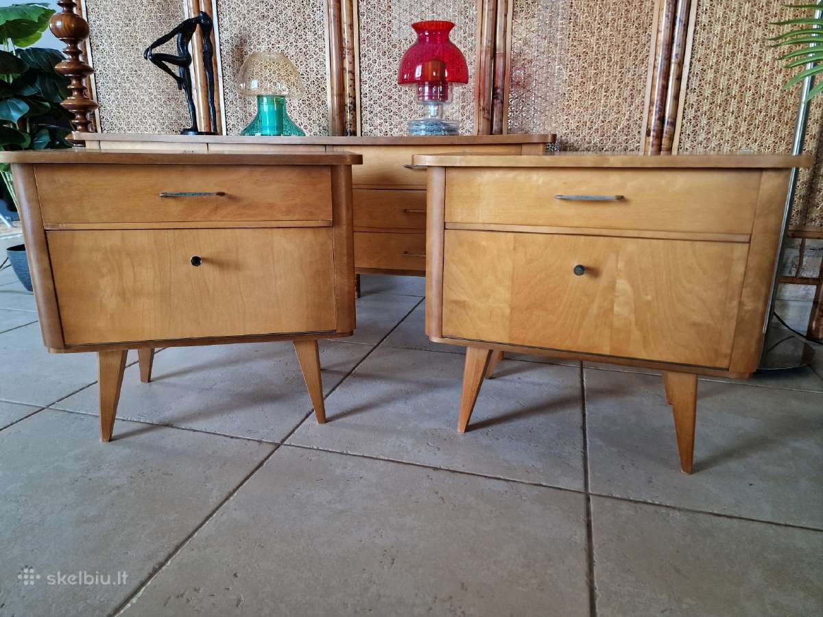 Vintažinės mid century miegamojo spintelės - nuotraukos Nr. 22