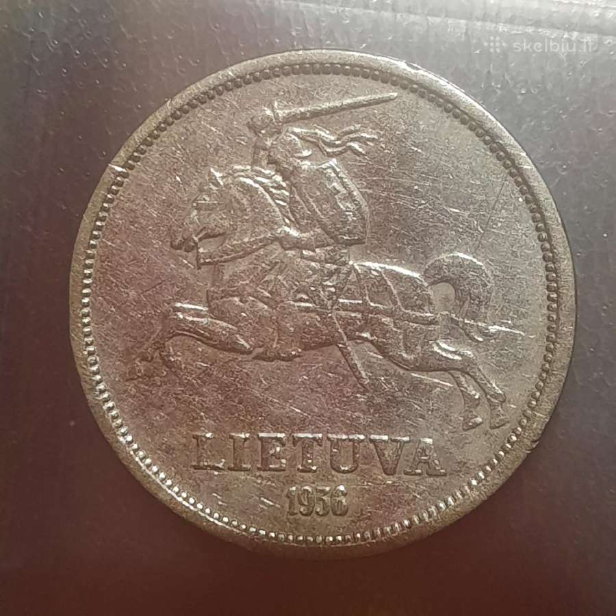 1936m. Sidabrinė 5 litų moneta - nuotraukos Nr. 2