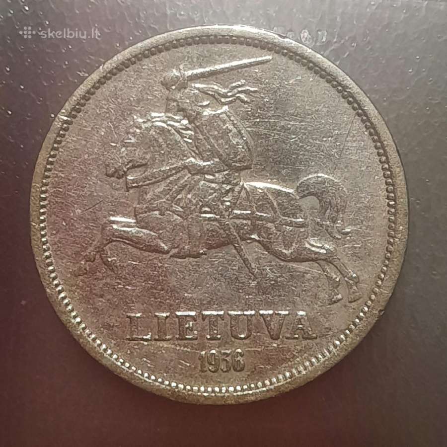 1936m. Sidabrinė 5 litų moneta - nuotraukos Nr. 5