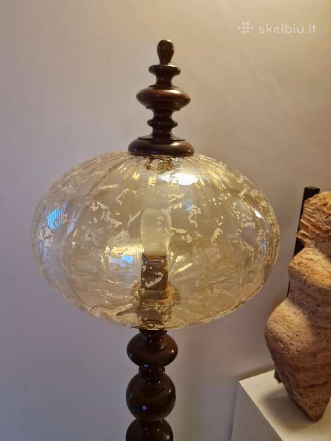 Vintažinis mid century tikmedžio masyvo toršeras - nuotraukos Nr. 2