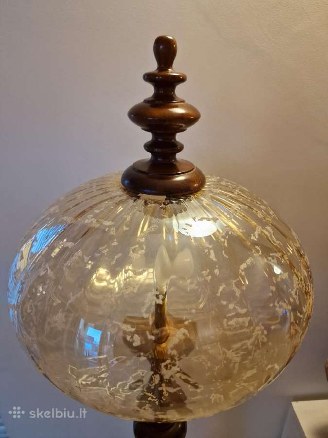 Vintažinis mid century tikmedžio masyvo toršeras - nuotraukos Nr. 7