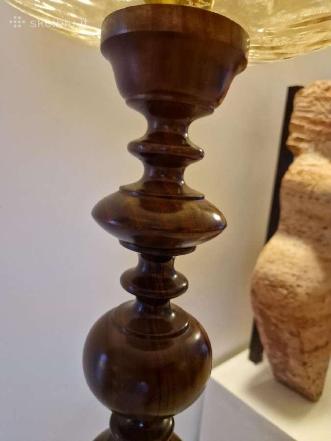 Vintažinis mid century tikmedžio masyvo toršeras - nuotraukos Nr. 10