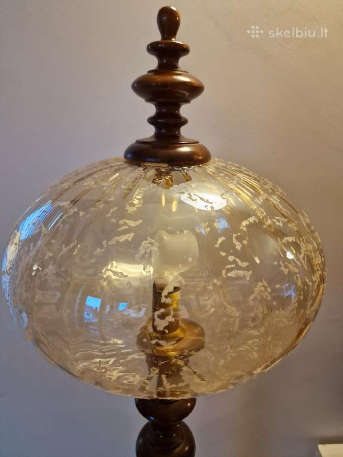 Vintažinis mid century tikmedžio masyvo toršeras - nuotraukos Nr. 12