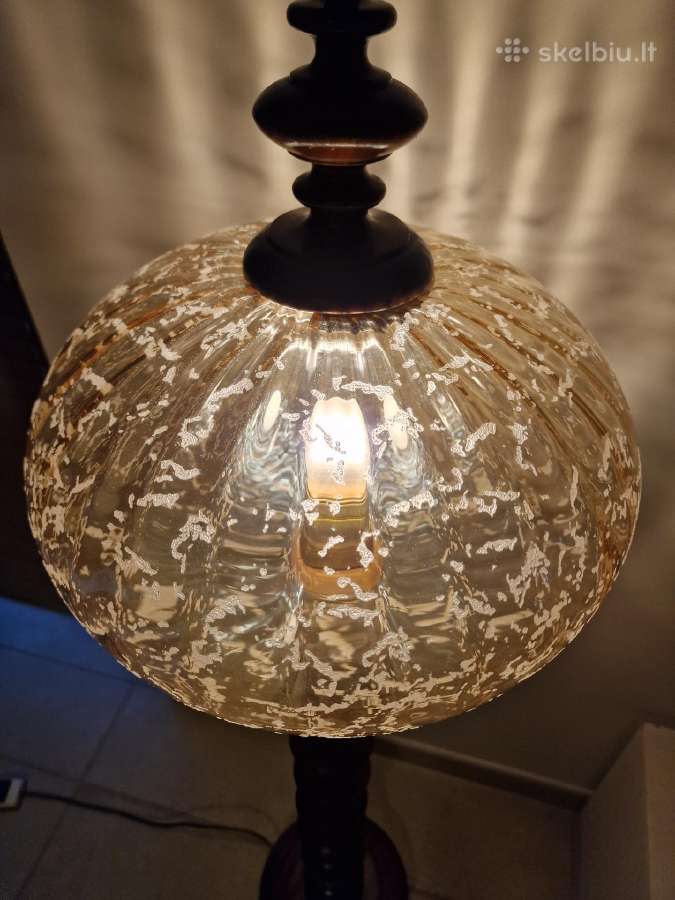 Vintažinis mid century tikmedžio masyvo toršeras - nuotraukos Nr. 22