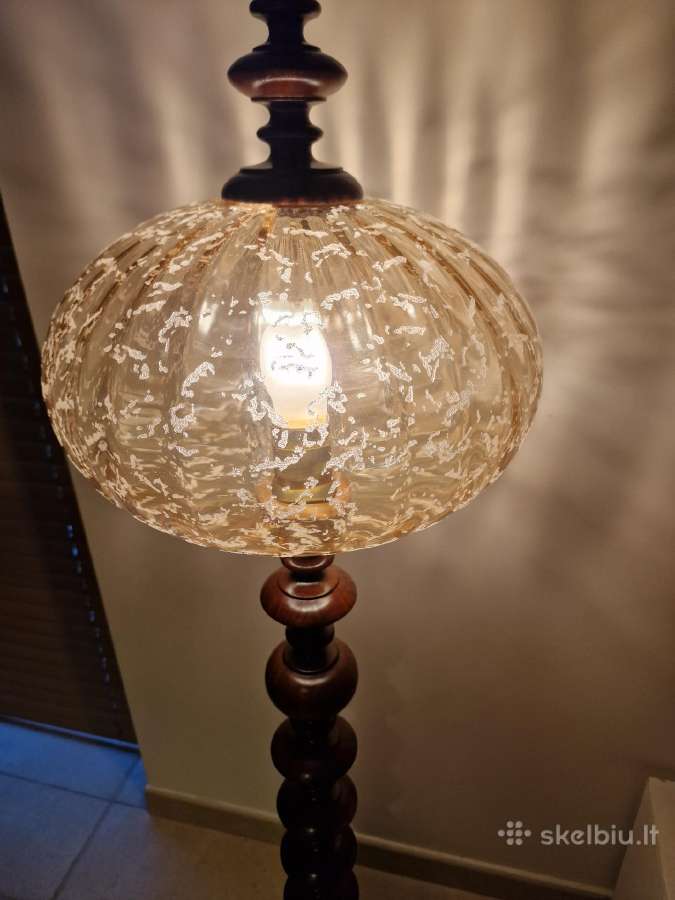 Vintažinis mid century tikmedžio masyvo toršeras - nuotraukos Nr. 31