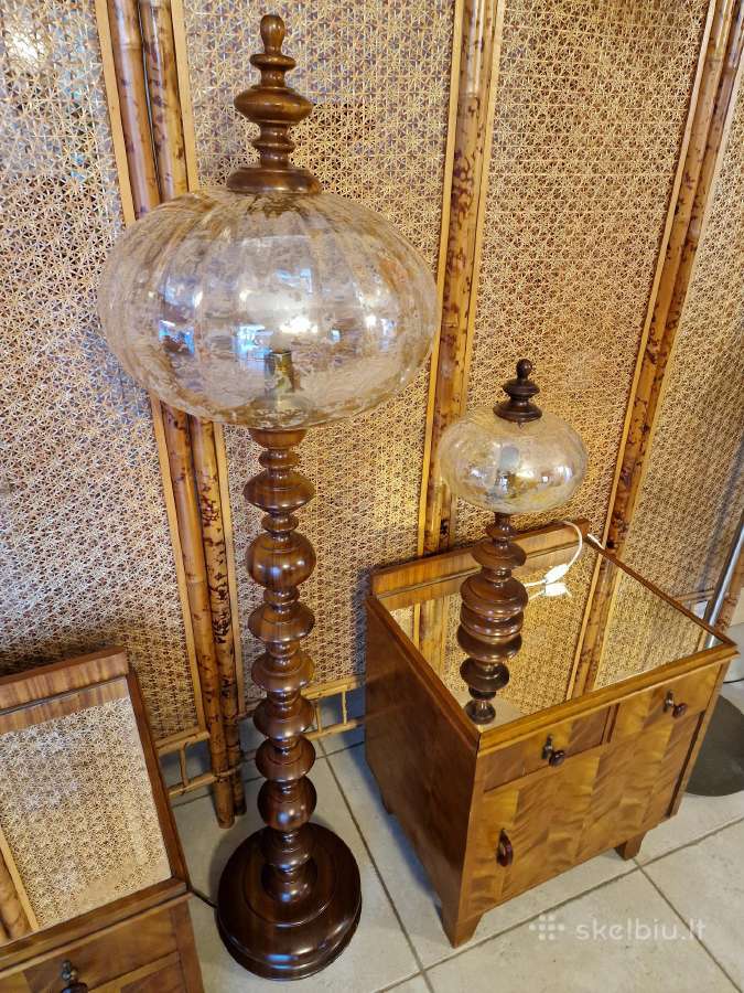 Vintažinis mid century tikmedžio masyvo toršeras - nuotraukos Nr. 33