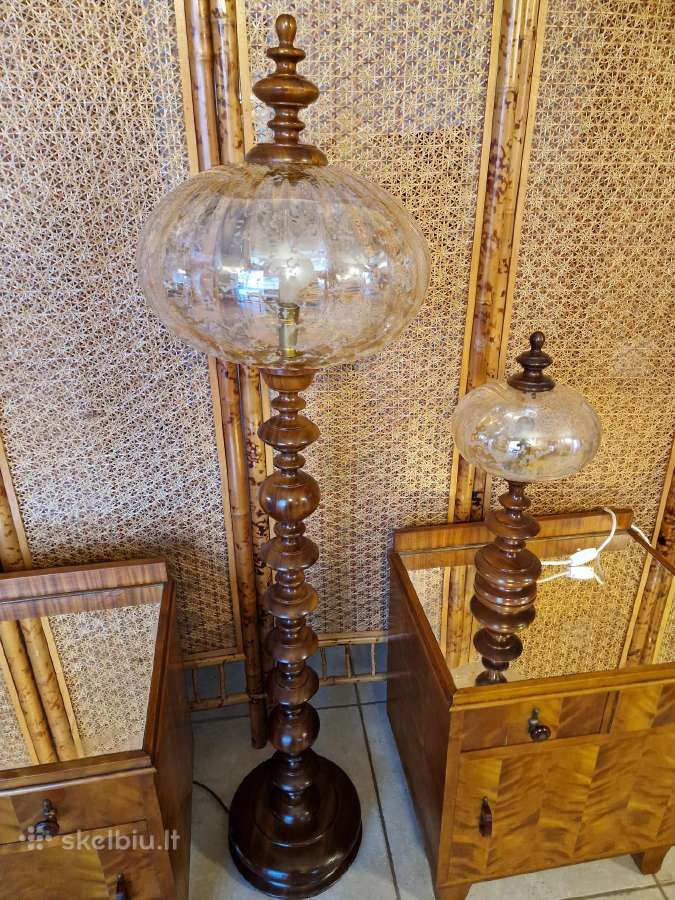 Vintažinis mid century tikmedžio masyvo toršeras - nuotraukos Nr. 36