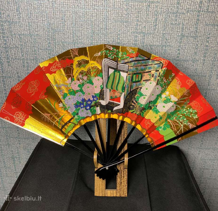 Kioto vėduoklė (kyo-sensu) su stovu