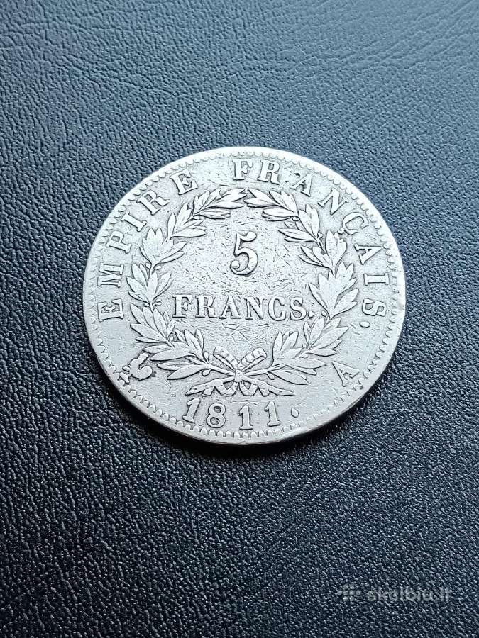 Sidabrinė 5 frankų moneta 1811 m., Napoleonas I