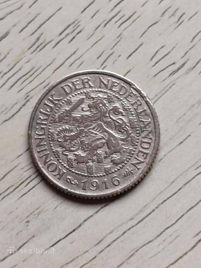 1 centas 1916m. Nyderlandai - nuotraukos Nr. 2