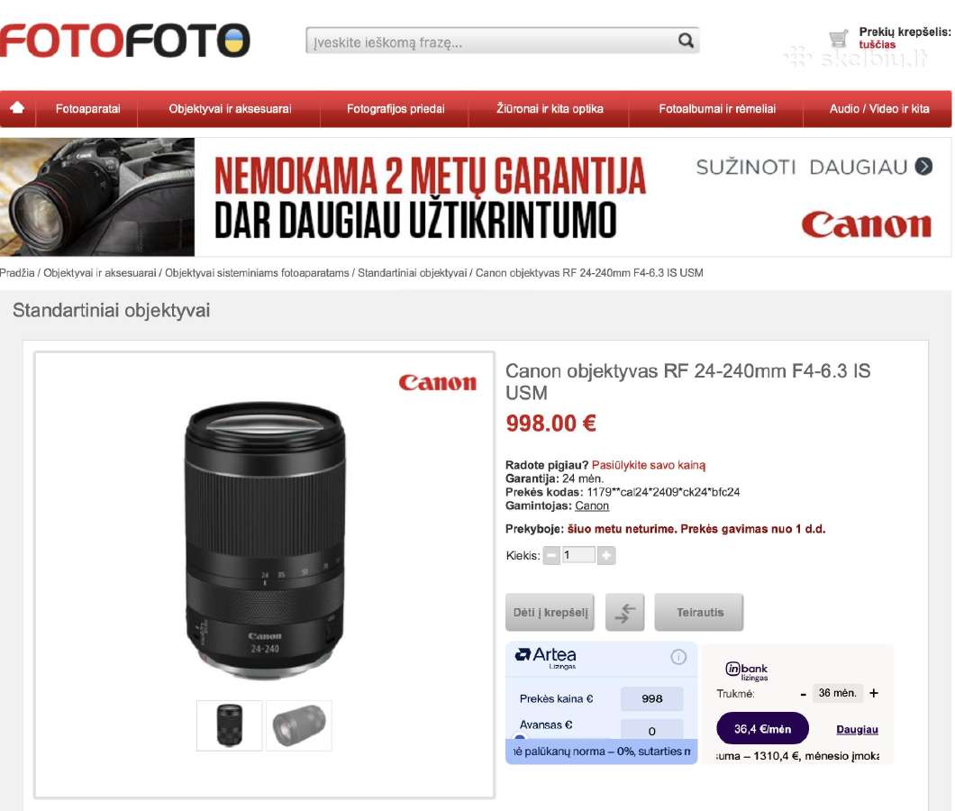 Canon Rf 24-240 su garantija - nuotraukos Nr. 4