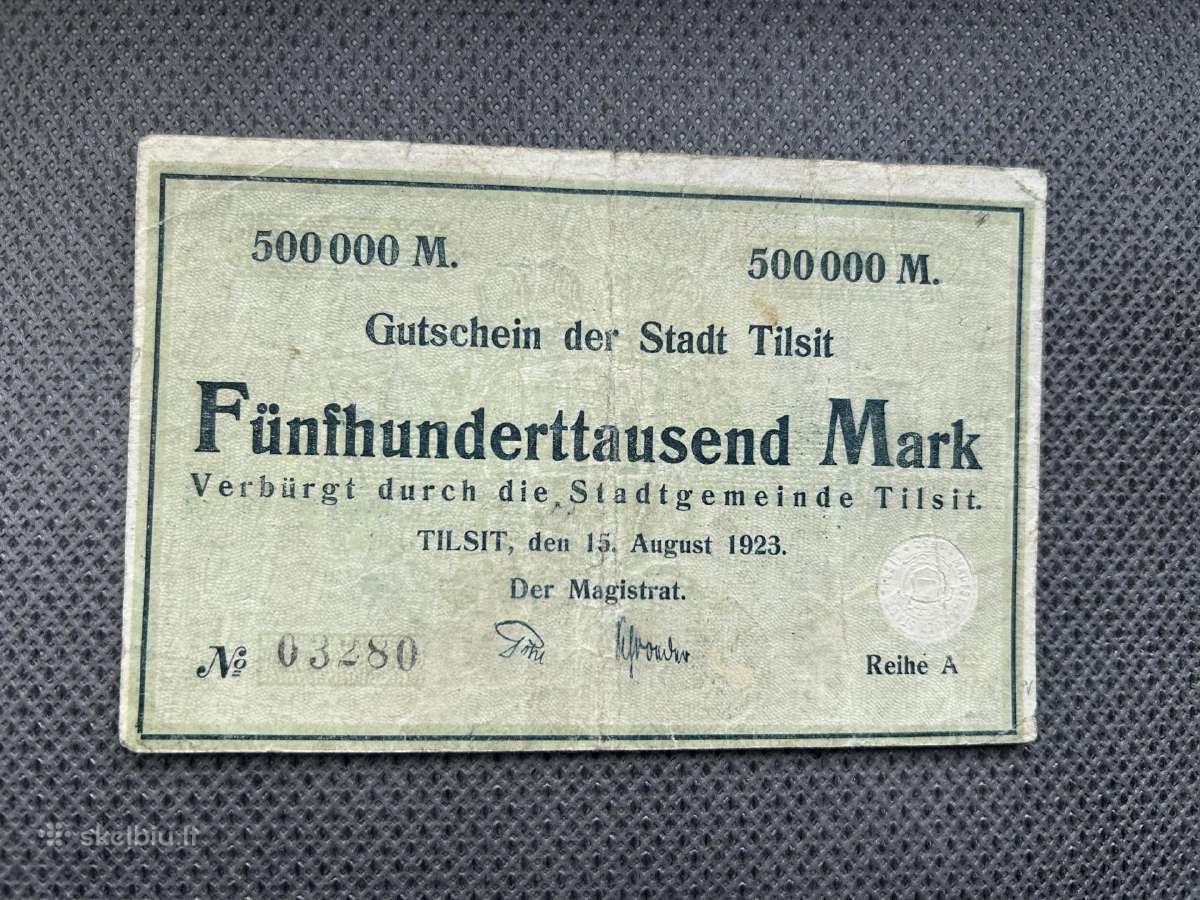 500000 markių banknotas Tilžė 1923 m.