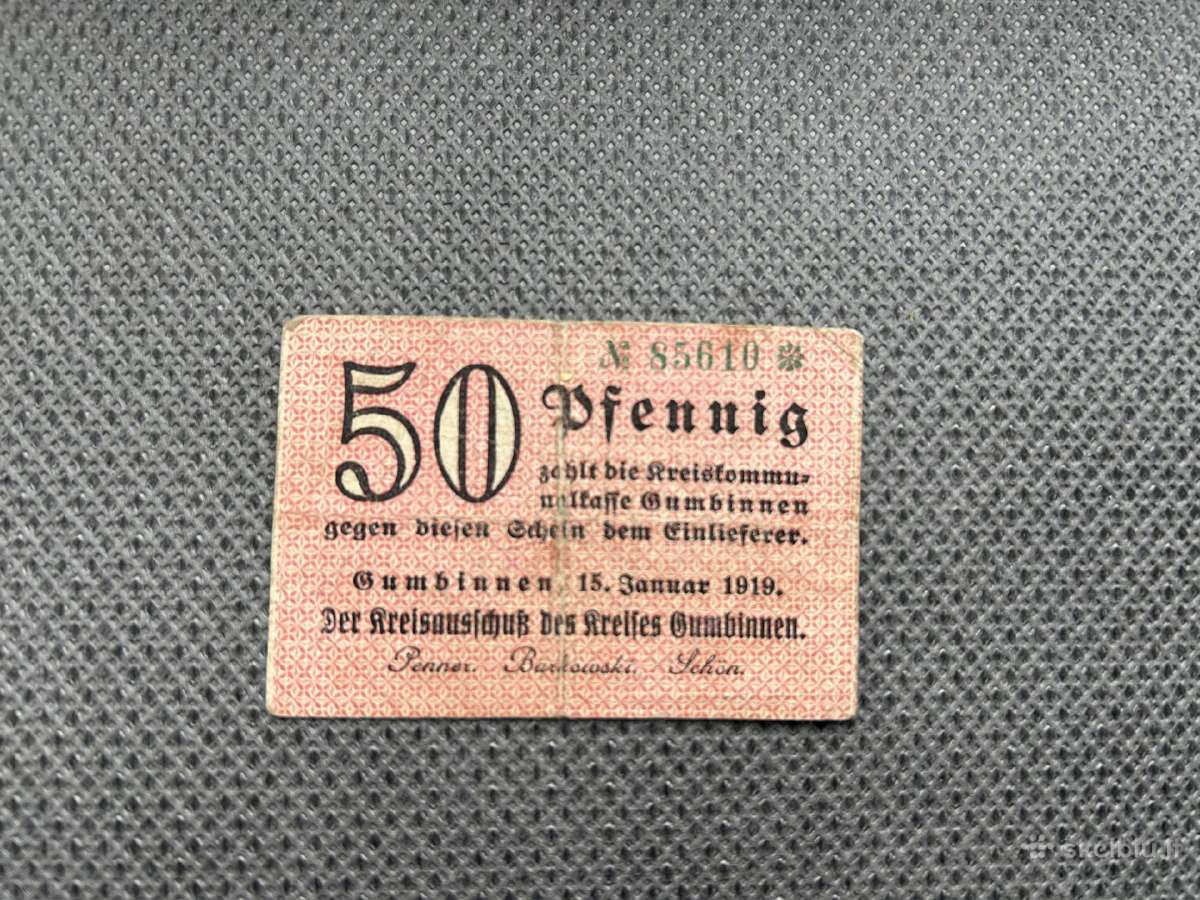 50 feningų banknotas Gumbinė 1919 m.