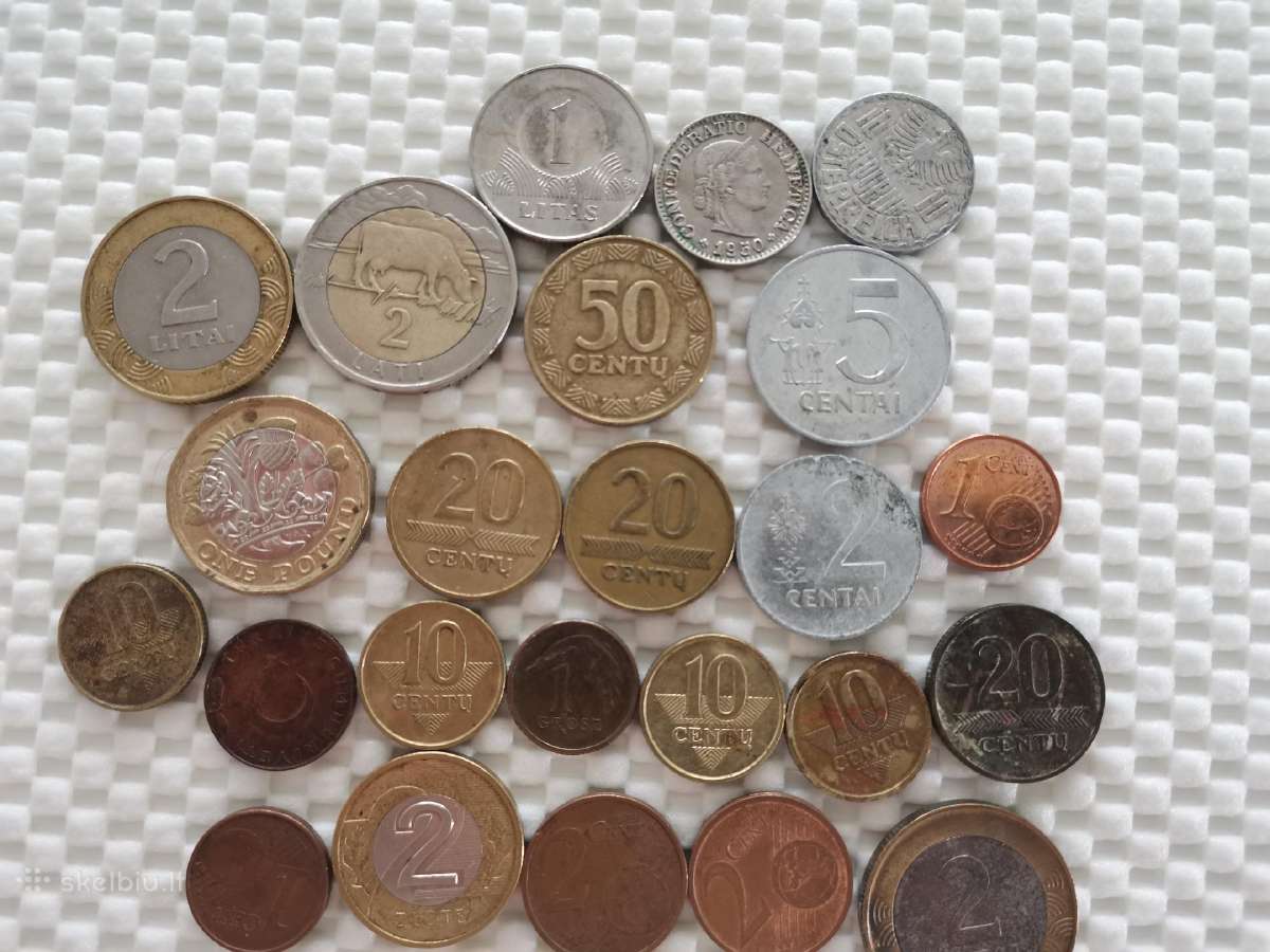 Įvairių monetų rinkinys Litai, Latas ir kt
