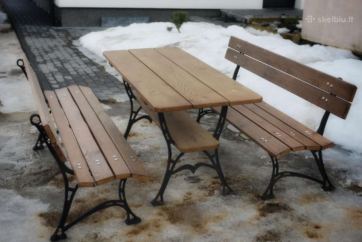 Lauko stalas,suolas ąžuolinis komplektas