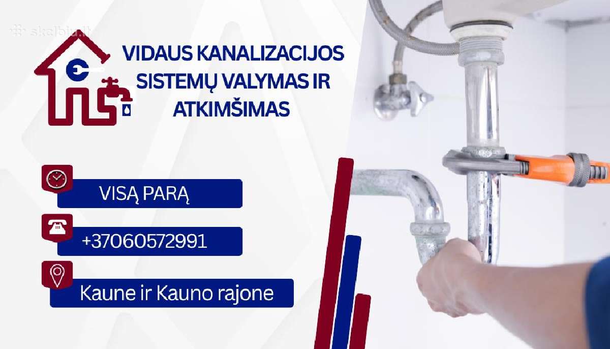 Kanalizacijos atkimšimas Santechnikos darbai Kaune