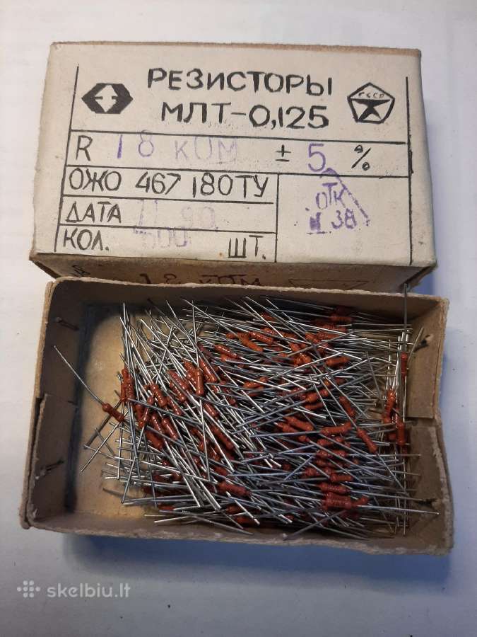 Sovietiniai rezistoriai Mlt-0,125 ir C1-4-0,125