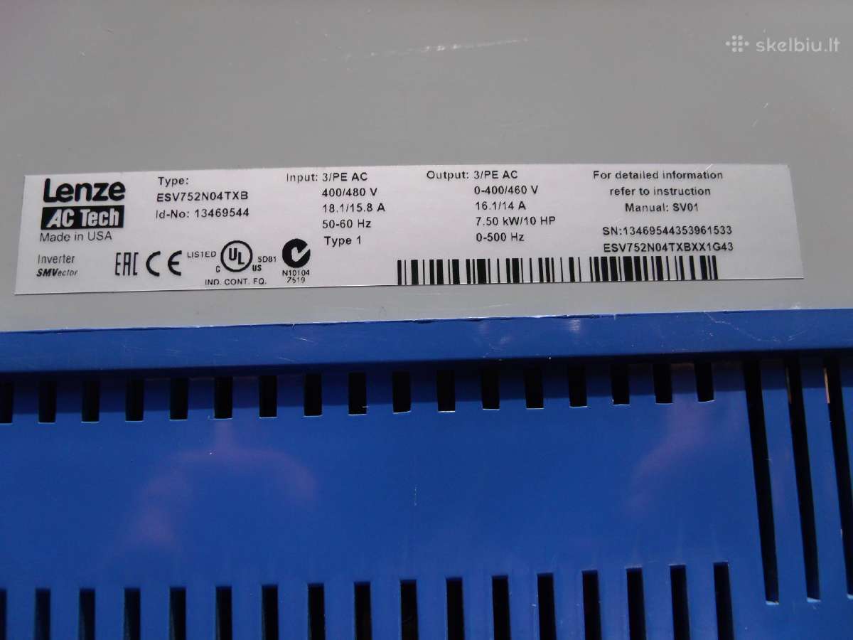 Smv Lenze Vfd keitiklis 7,5kw - nuotraukos Nr. 2