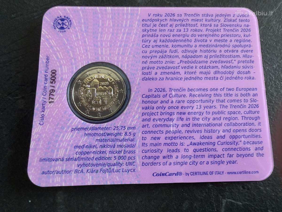 Slovakija Trenčin 2026 kortelėje 2 eurai - nuotraukos Nr. 2