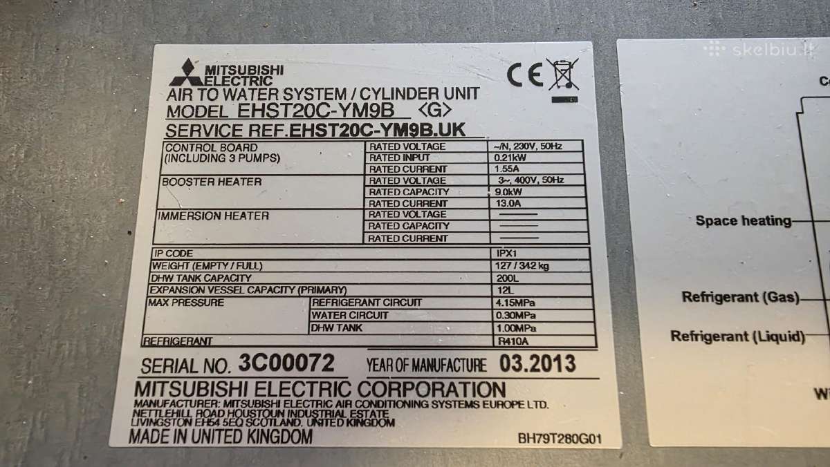 Šilumos siurblys Mitsubishi Ecodan vidinis, pult - nuotraukos Nr. 2