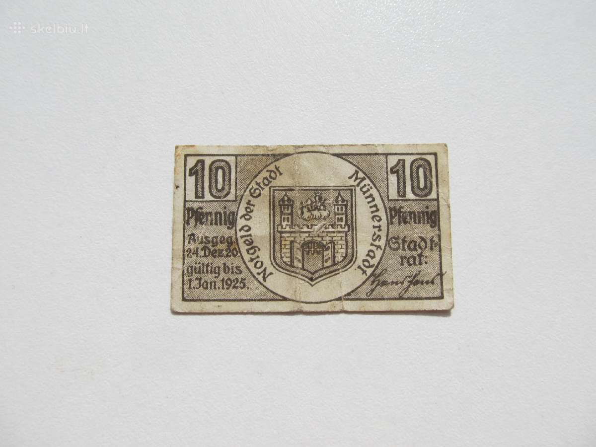 Notgeldas 10 pfennig , Munerstadt Vokietija , 1924