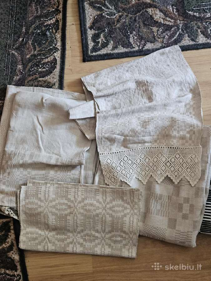 Autentiški, lininiai audiniai, rankšluosčiai