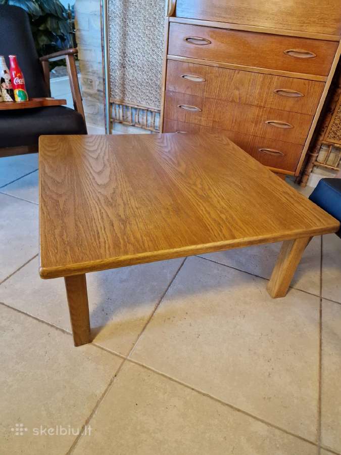 Vintažinis mid century ąžuolinis kavos staliukas - nuotraukos Nr. 5