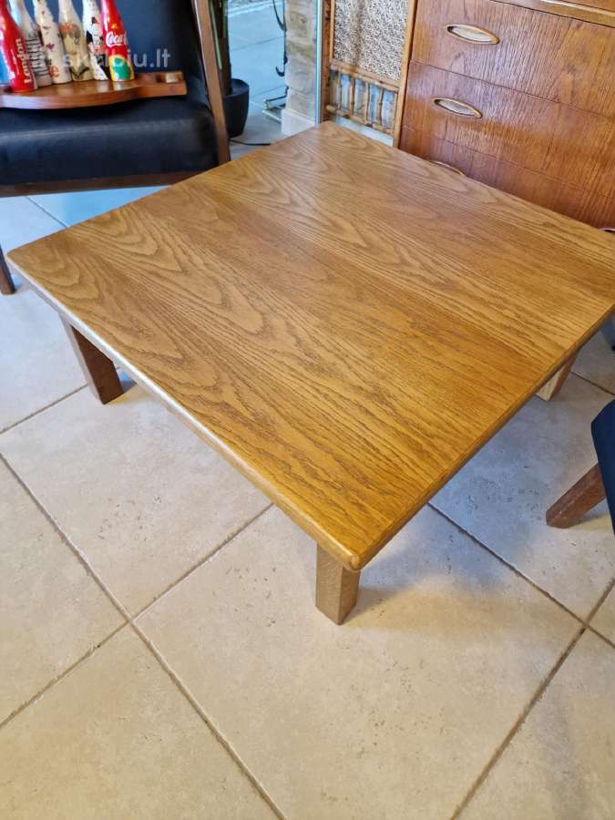 Vintažinis mid century ąžuolinis kavos staliukas - nuotraukos Nr. 6