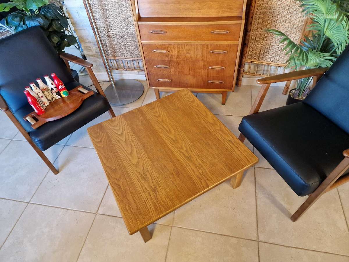 Vintažinis mid century ąžuolinis kavos staliukas - nuotraukos Nr. 7