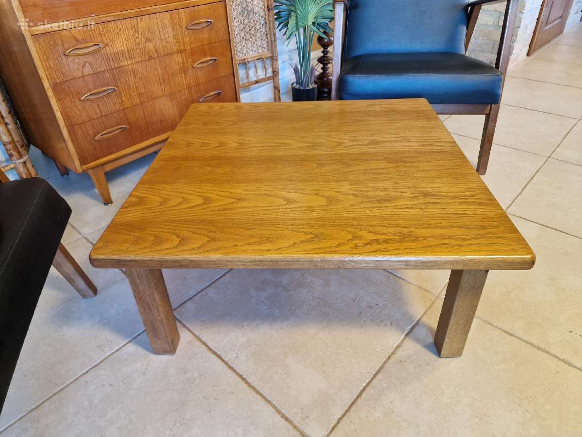 Vintažinis mid century ąžuolinis kavos staliukas - nuotraukos Nr. 8