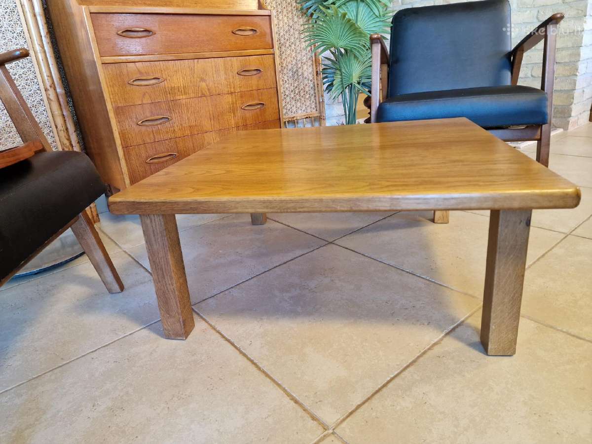 Vintažinis mid century ąžuolinis kavos staliukas - nuotraukos Nr. 11