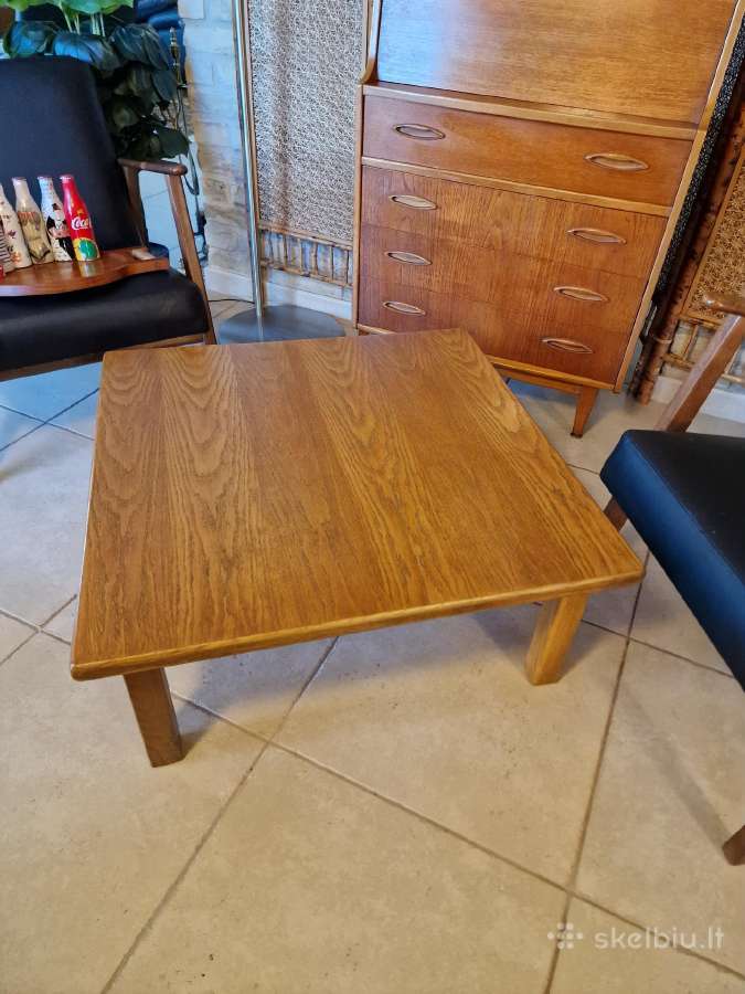 Vintažinis mid century ąžuolinis kavos staliukas - nuotraukos Nr. 12