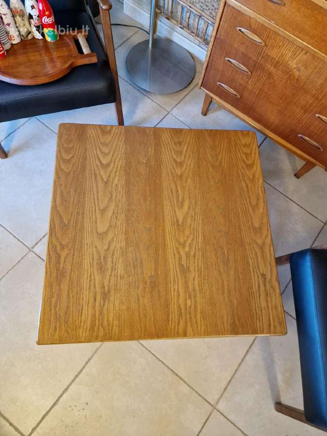 Vintažinis mid century ąžuolinis kavos staliukas - nuotraukos Nr. 13
