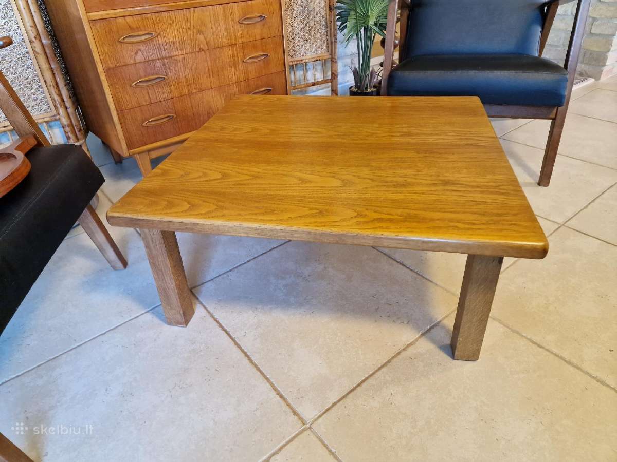Vintažinis mid century ąžuolinis kavos staliukas - nuotraukos Nr. 14